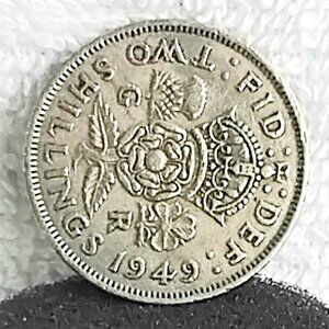 Circulated 1949 Great Britain Two Shillings George Coin Made of Copper/Nickel!!